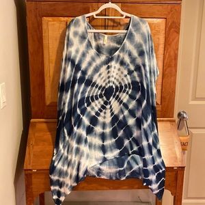 Blue and White Tie dye swimsuit cover up